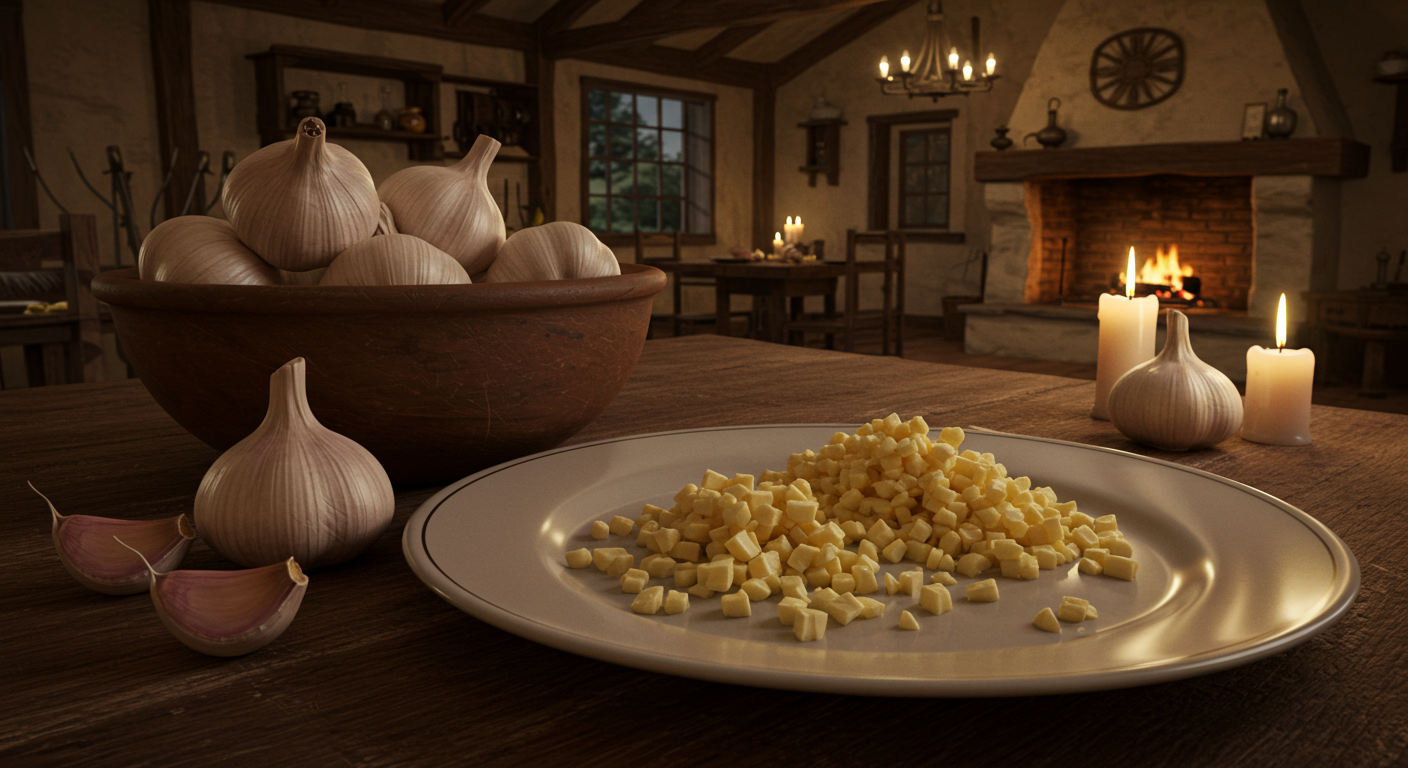 Fresh garlic bulbs and cloves